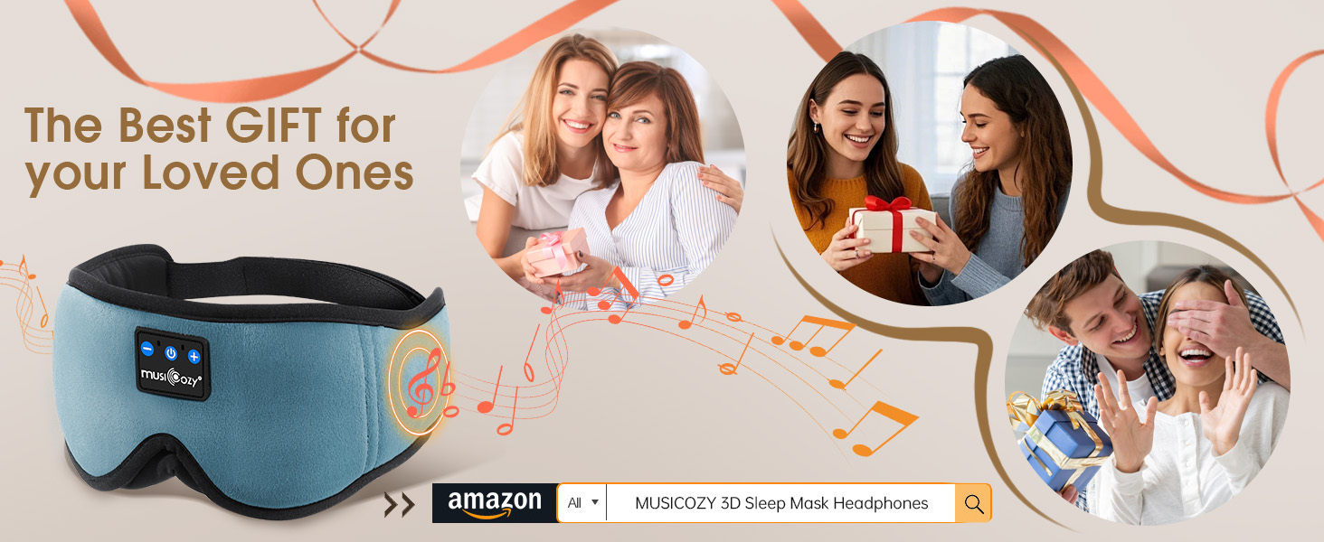 Маска для сну Musicozy з навушниками Bluetooth | 100% затемнення, для подорожей, преміум якість | Подарунок для чоловіків та жінок (Синій)