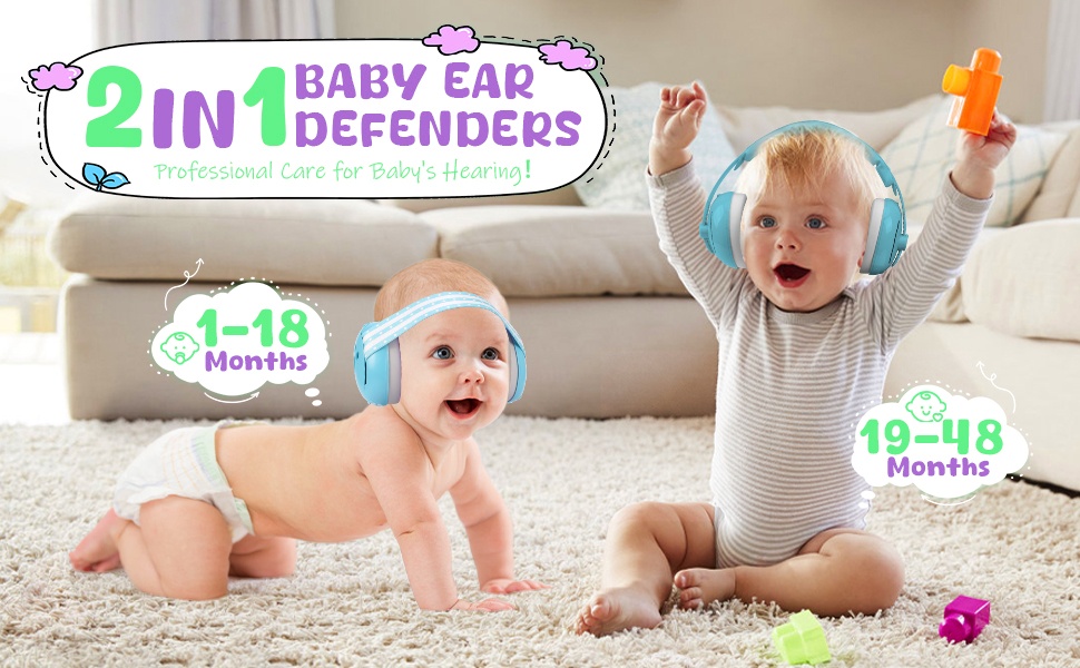 Навушники для захисту слуху дитини 2в1, сірі (до 48 місяців)