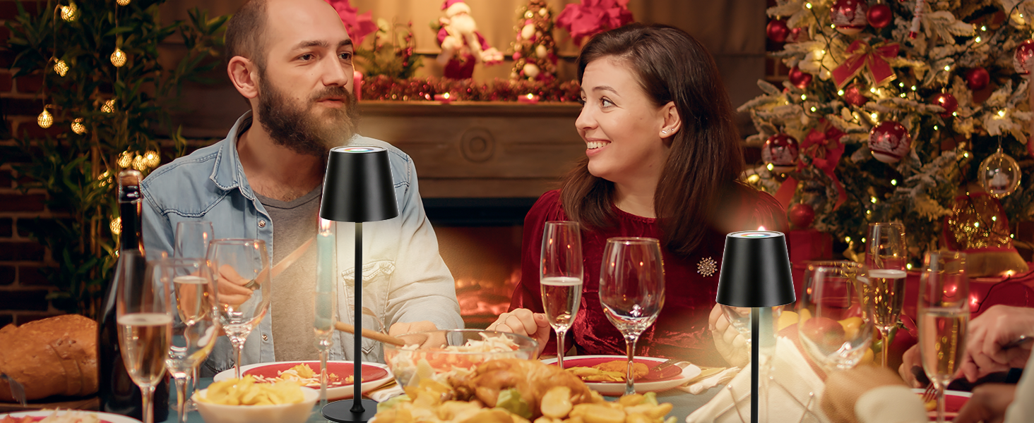 Бездротові LED-лампи настільні, перезаряджаються, 2 шт., 3000K, RGB, USB-C, 5500mAh, вологостійкі, чорні