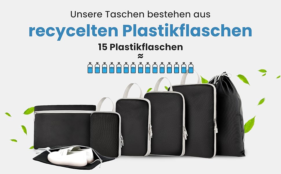 Набір кубиків-органайзерів для подорожей MEUVO - 7 шт. Компресійні сумки для валізи/рюкзака, чорні