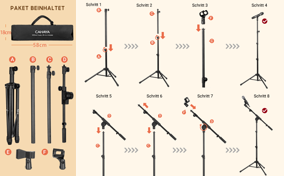 Стійка для мікрофона Cahaya CY0239: металева, портативна, з чохлом для вокалу, виступів, весіль та вулиці