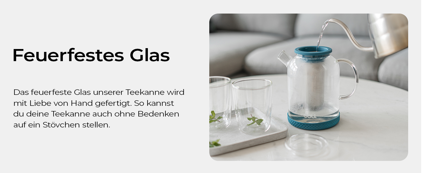 Скляний чайник Doli 1,5 л з сіткою з нержавіючої сталі, чорний — для гарячих та холодних напоїв, підходить для посудомийки, BPA-free