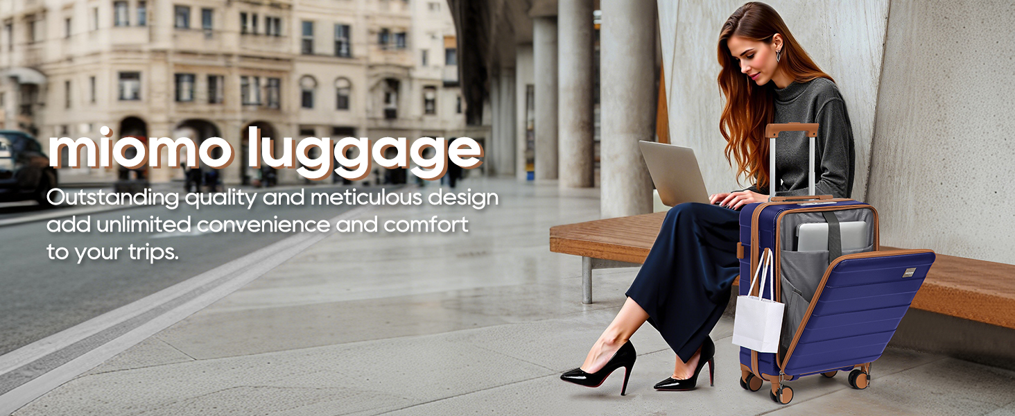 Набір валіз Imiomo 5шт з жорстким корпусом, 4 колеса, TSA-замок, відділення для ноутбука (Морська синя)