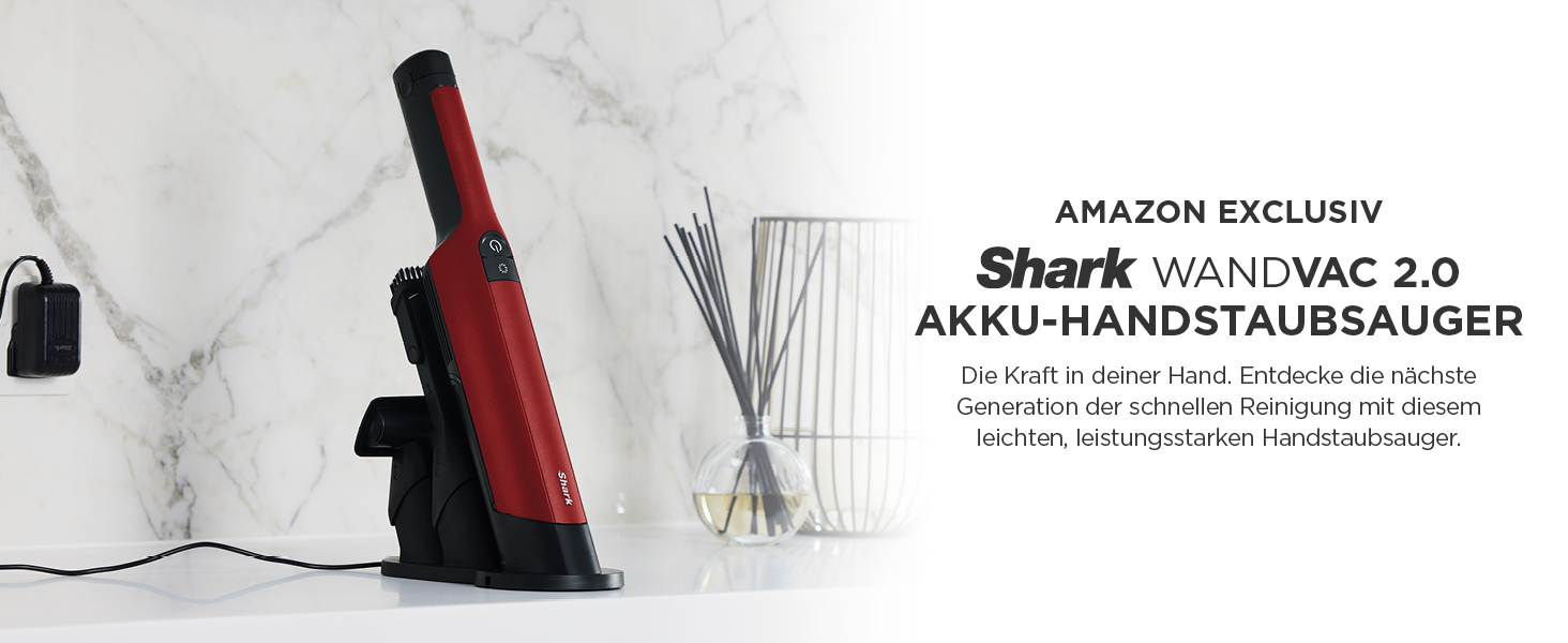 Shark WandVac 2.0 Бездротовий міні-пилосос, ручний, WV270EU. Компактний, легкий, з насадкою для щілин та універсальною насадкою. Час роботи: 15 хвилин, помаранчевий колір.