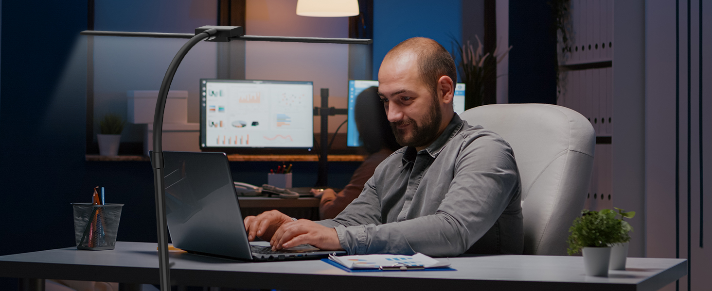 Світлодіодна лампа VUENICEE для столу з регулюванням яскравості та пультом дистанційного керування, 20W, кріплення-прищіпка, офісна лампа, 5 режимів кольору та яскравості, гнусий