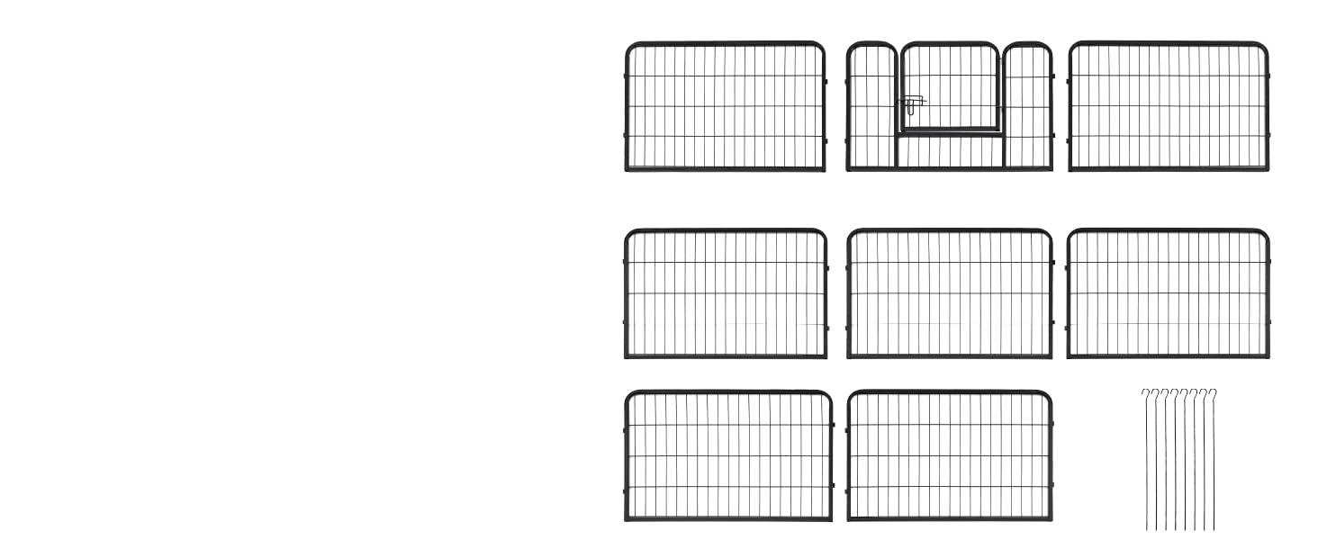 Металевий вольєр для цуценят Juskys - 8-секційний, з дверцятами (160x160x60 см)