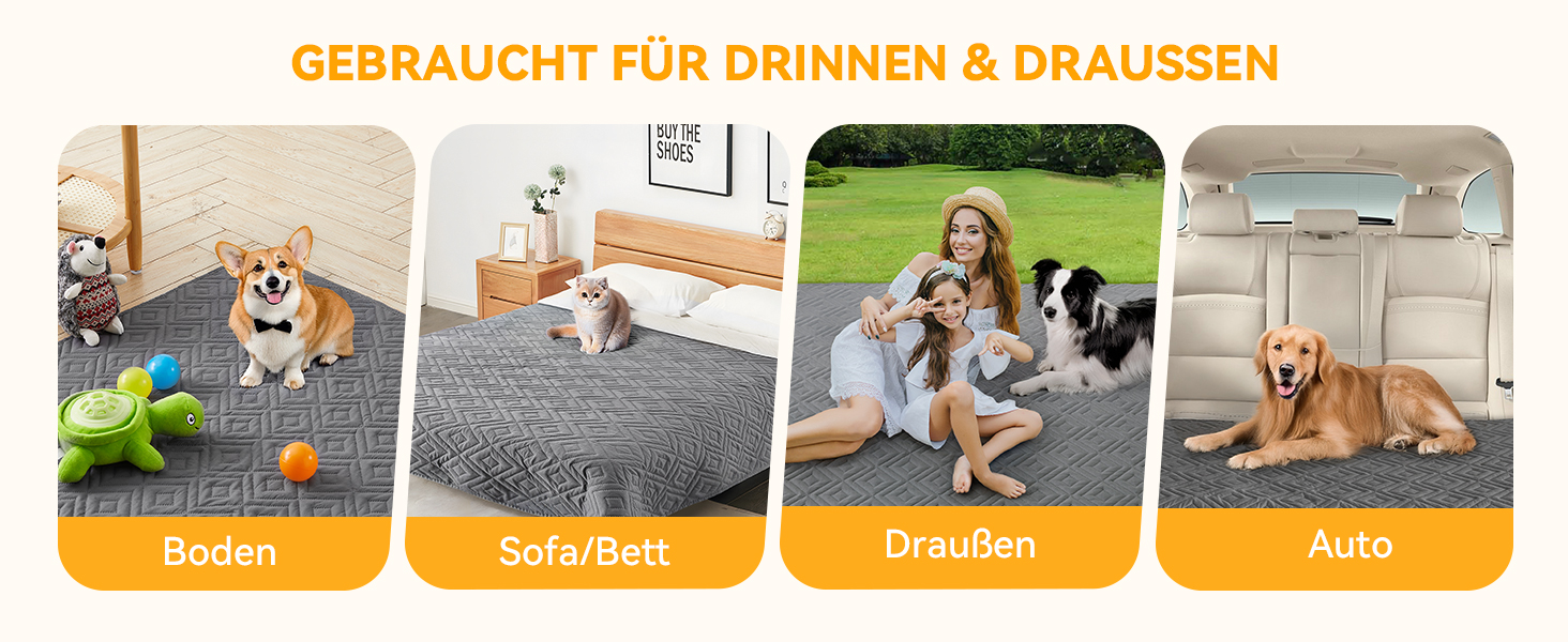 Водонепроникний килимок для собак, антиковзкий та пральний, ковдра для домашніх тварин для собак та котів, захисна ковдра для дивану від шерсті та подряпин, ідеально підходить для дивану, ліжка, автокрісла (Сірий, 97×190 см)