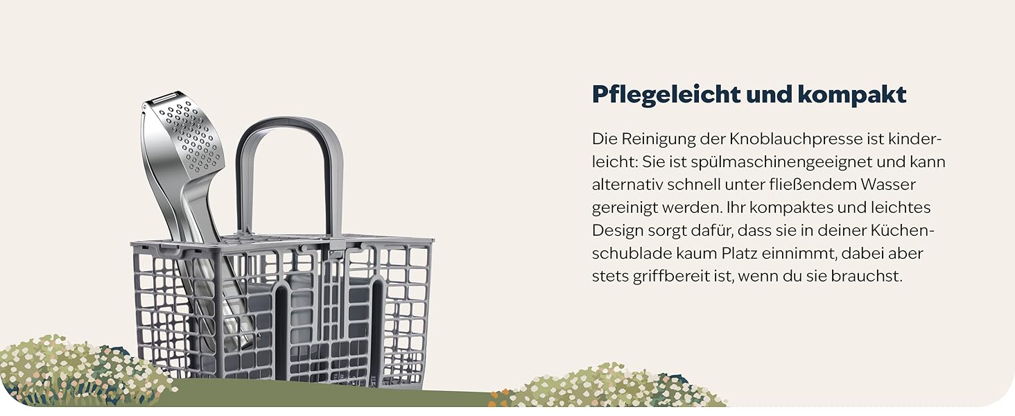 Преміум-прес для часнику Kjøk - з цинкової сплави, хром, професійний, для посудомийної машини, стильний, подарунок на День Матері, срібний