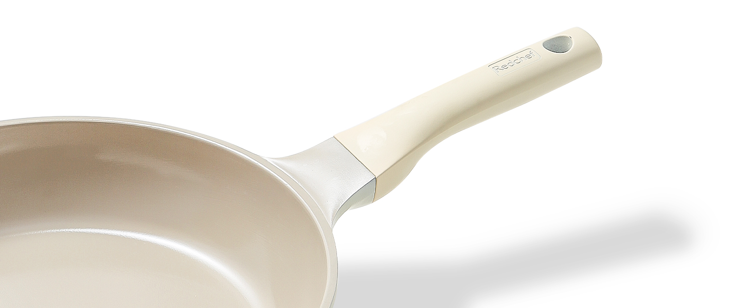 Redchef 28cm Ceramic Non-Stick Frying Pan with Lid - Induction Compatible, Durable, PTFE, PFOA & PFAS Free (Beige)