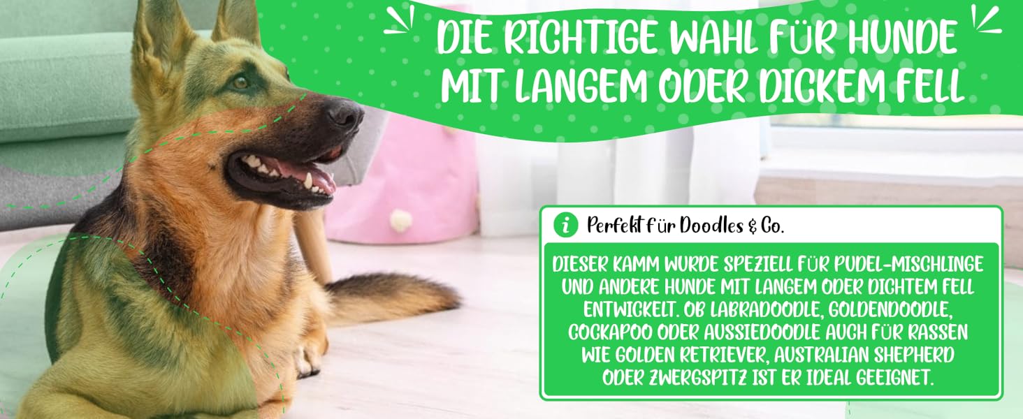 Зубчаста щітка для собак та котів з захисними нопочками - видаляє підшерсток, ковтуни та вузли. Ідеальна для довгошерстих порід, наприклад, кокапу, пуделів. Щітка для щоденного догляду за шерстю, розмір M-L. Професійний гребінець для шерсті.