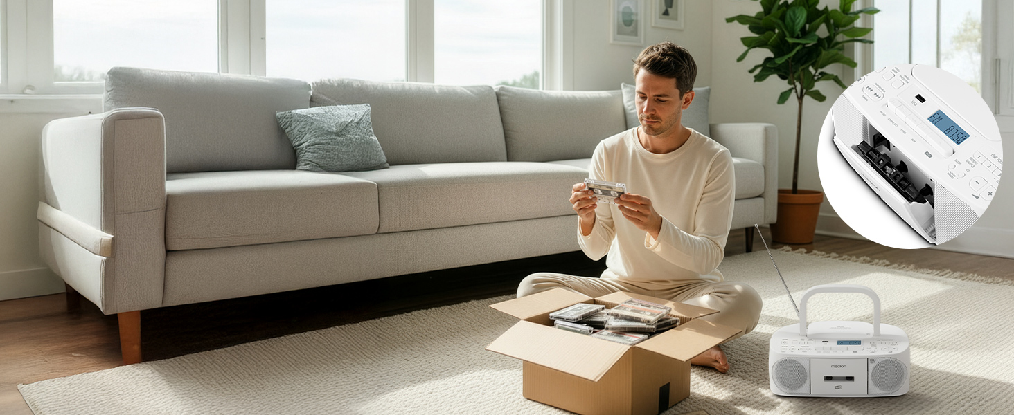 MEDION DRX-1 Plus Boombox: радіо DAB+, Bluetooth, CD-плеєр, MP3, касетний, AUX, зелений