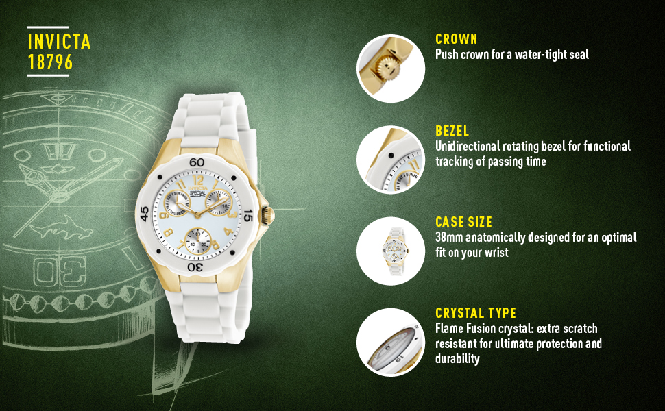 Жіночий кварцовий годинник Invicta Angel — 38мм, золотистий зі сталі, білий циферблат