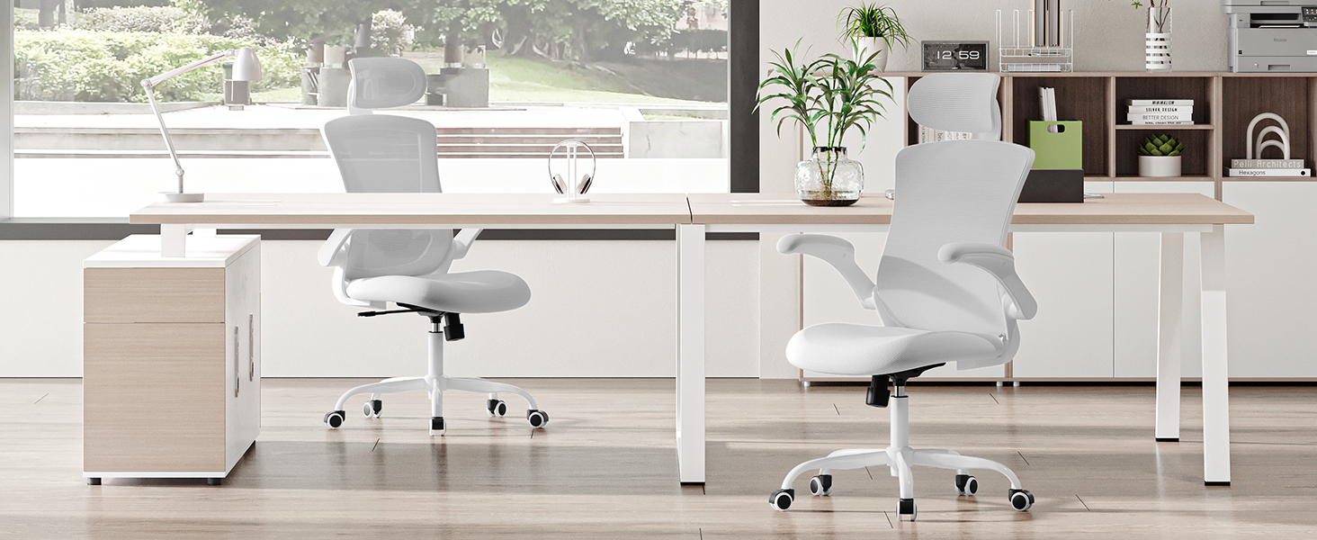 Офісне крісло Colamy: ергономічне, з регульованою підголівником та поперековою підтримкою, біле