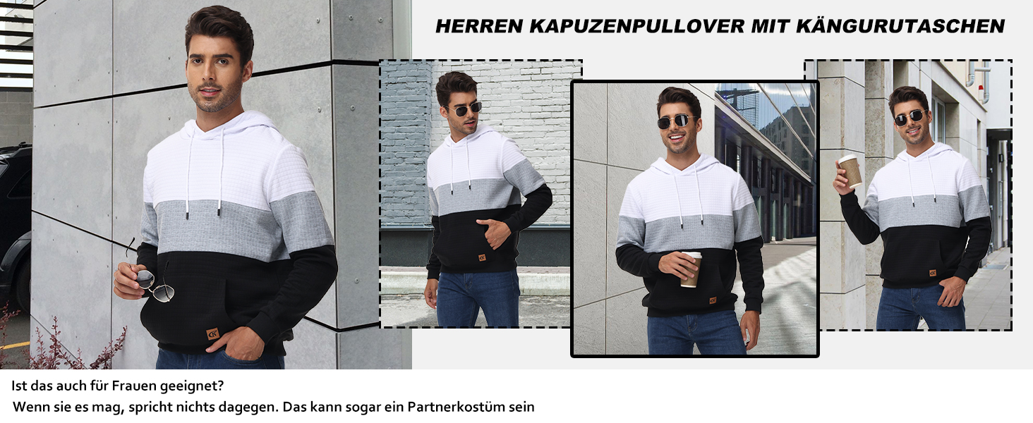 Чоловічий худі YuKaiChen з па́тчворком, великі рукави, капюшон, кольоровий, з кишенями, оливковий/білий/хакі