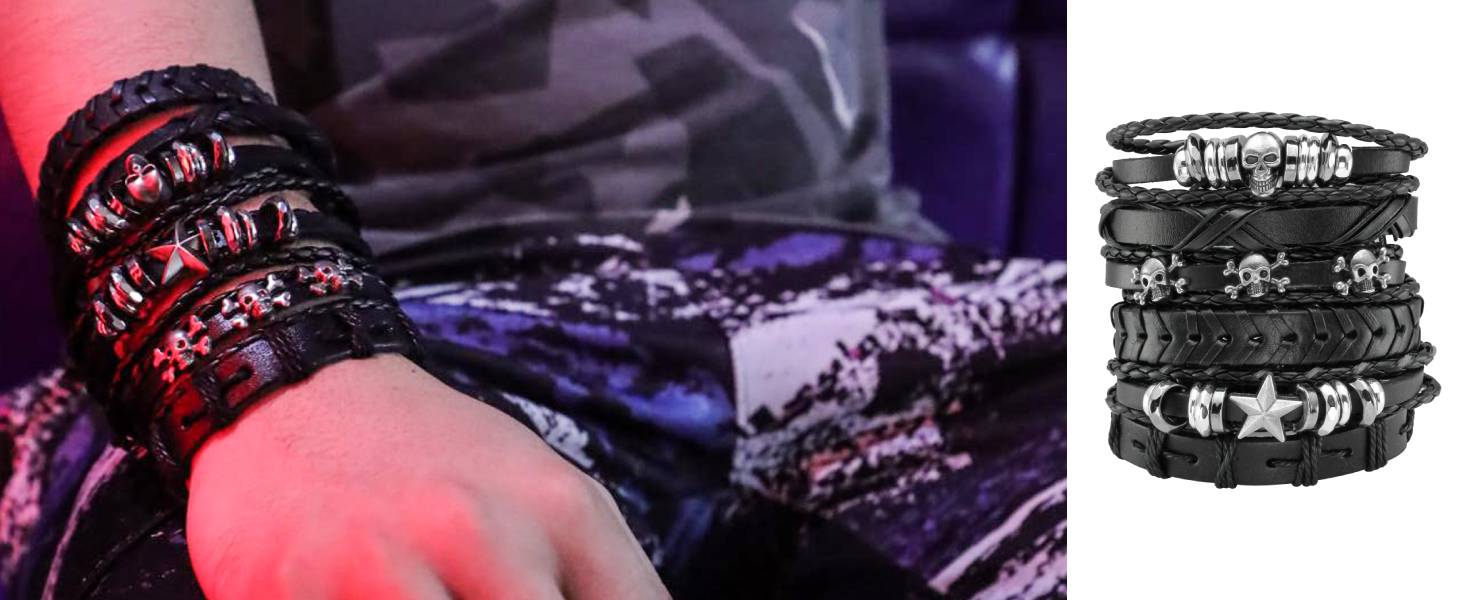 Чоловічий шкіряний браслет Milakoo плетіння, набір браслетів та манжет для жінок (червоний)