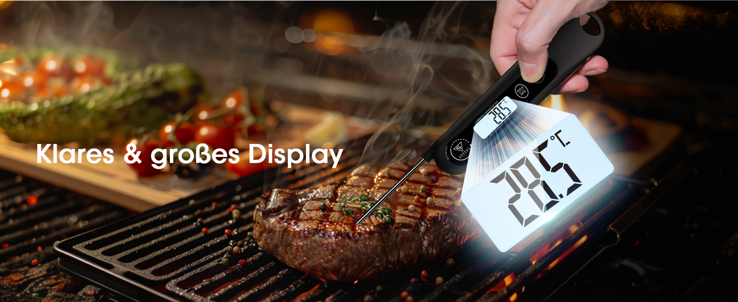 Цифровий кухонний термометр DOQAUS для приготування м'яса, випічки та грилю з LCD екраном