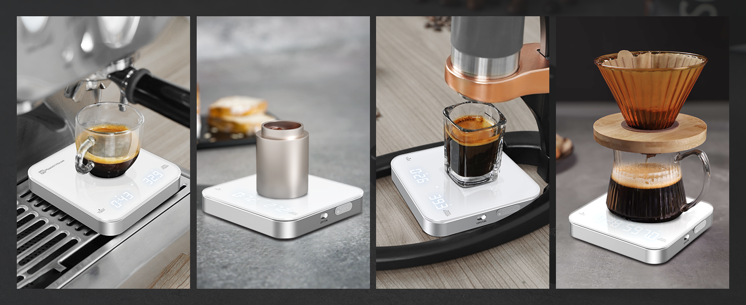 Maestri House Mini Espresso Scale with Timer - Rechargeable 2kg/0.1g Digital Kitchen Scale for Espresso & Pour Over Coffee - Portable & Accurate