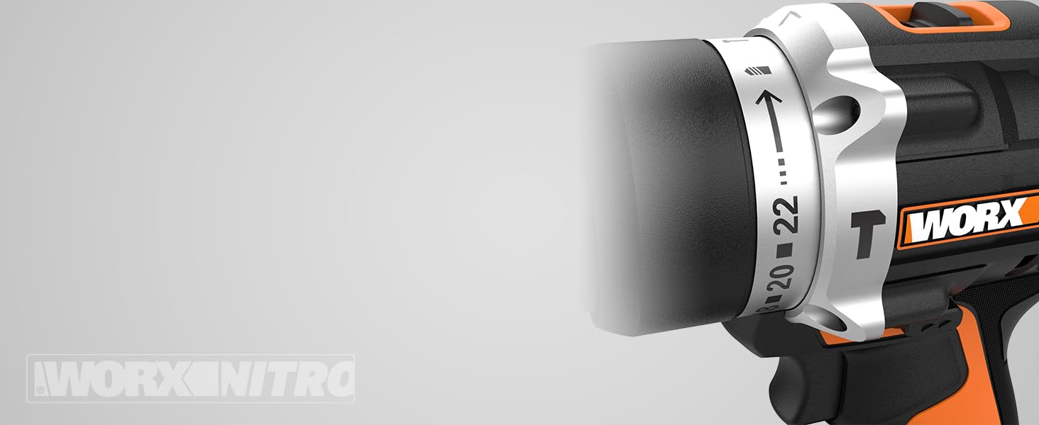WORX NITRO WX352 Акумуляторний ударний дриль-шуруповерт Set 20V - безщітковий двигун, 60Nm, 2-швидкісна коробка передач, LED-підсвічування, комплект з 2 x 20V 2Ah акумуляторами та 2A зарядним пристроєм