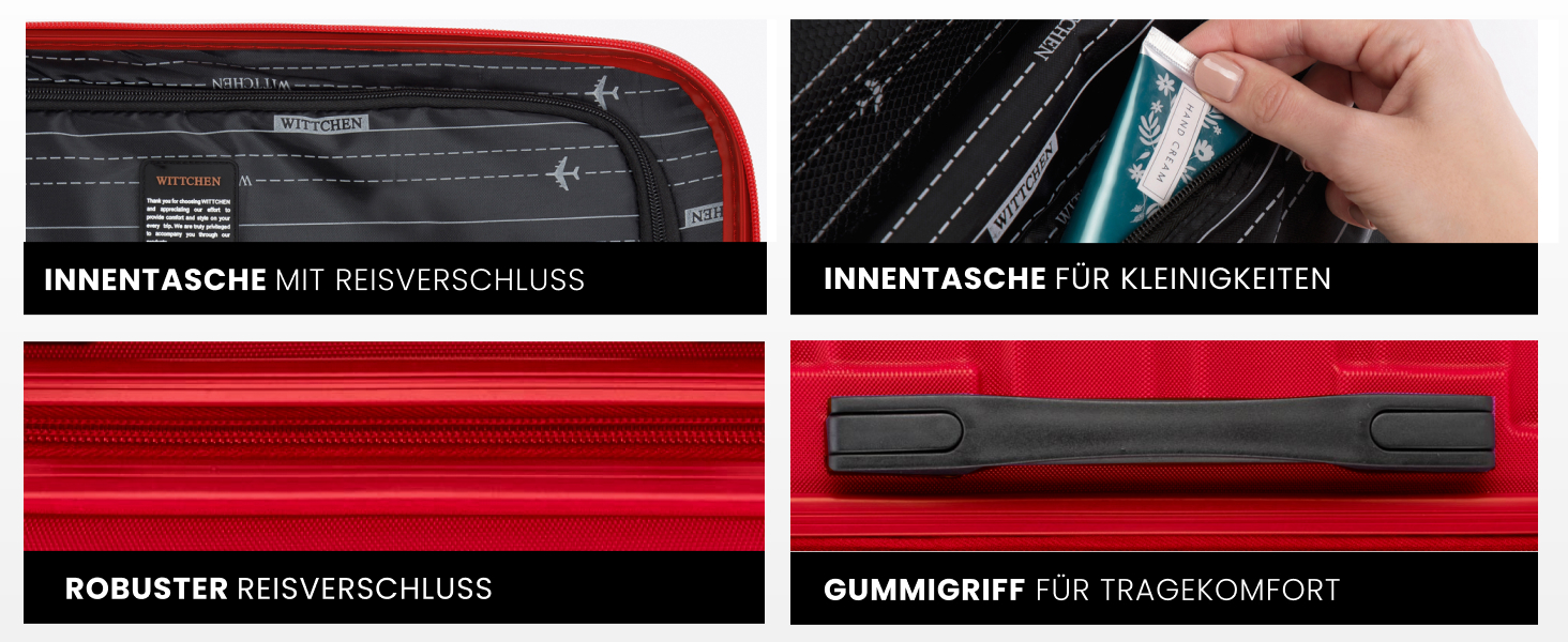 Валіза на колесах Wittchen Groove Line L, велика, чорна, з ABS-пластику, з кодовим замком, 4 колеса, для авіакомпаній Lufthansa/Eurowings/Ryanair