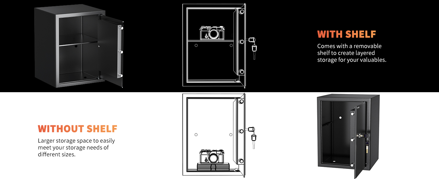 Safe Tresor WASJOYE: Сейф для дому/офісу з ключем (25x35x25 см, 49 л)