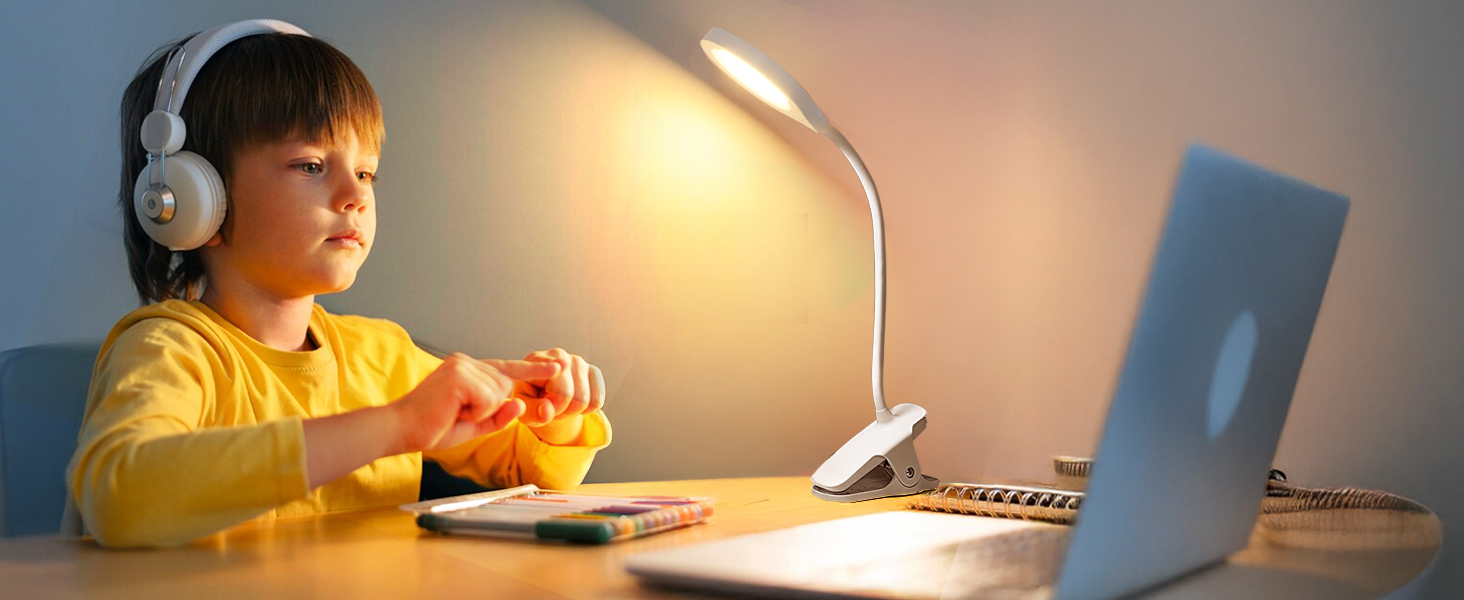 LED лампа для читання Akynite з акумулятором, 5 кольорів та 5 рівнів яскравості, кріпиться на ліжко, дитяча лампа для пеленального столика, біла