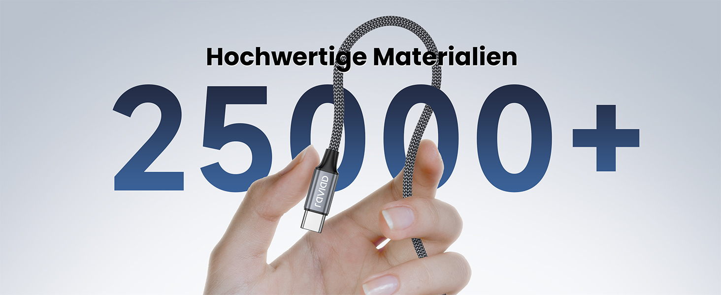 Кабель USB-C RAVIAD [4 шт. 0.5м, 1м, 2м, 3м] 3.1A, швидка зарядка, нейлон, для iPhone, Samsung, Huawei, сірий