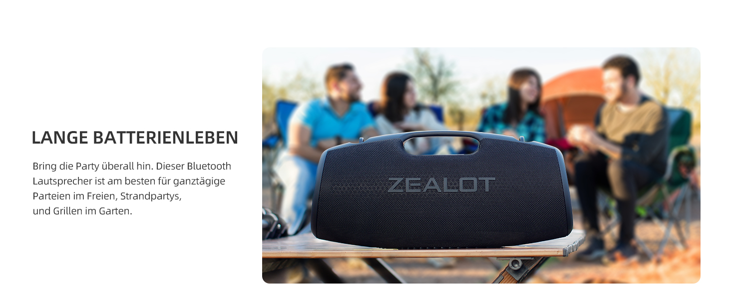 ZEALOT Bluetooth колонка 120W: Водонепроникна портативна колонка з басами, підсвіткою для пляжу, кемпінгу, подарунок