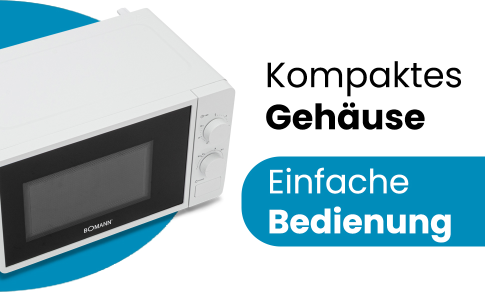 Мікрохвильова піч Bomann MW 6014 CB (Біла): 700 Вт, 20 л, 6 рівнів потужності, поворотний піднос 360°