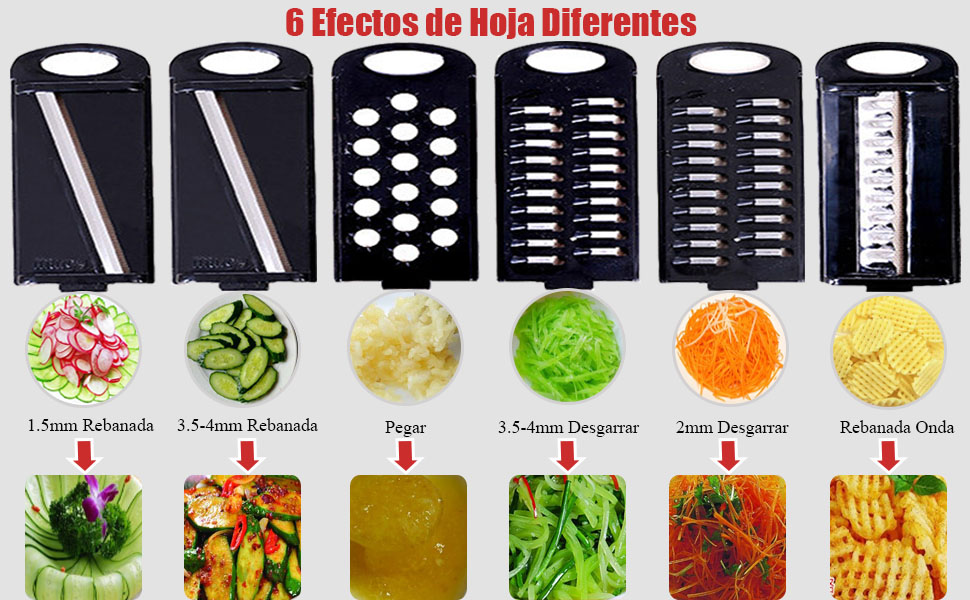 Нарізчик овочів Mandoline: набір з 6 лез з нержавіючої сталі для картоплі, помідорів, цибулі та сиру