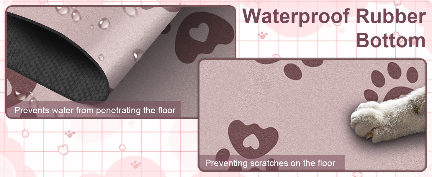 Килимок під миску для собак BLESWIN, 30 x 50 см, вбираючий, антиковзкий, для цуценят, рожевий