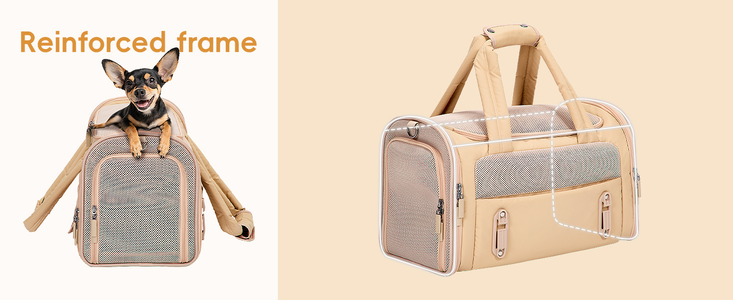 Транспортна переноска для собак та котів, Khaki M: водонепроникна, з антиковзною підкладкою та захистом від вітру