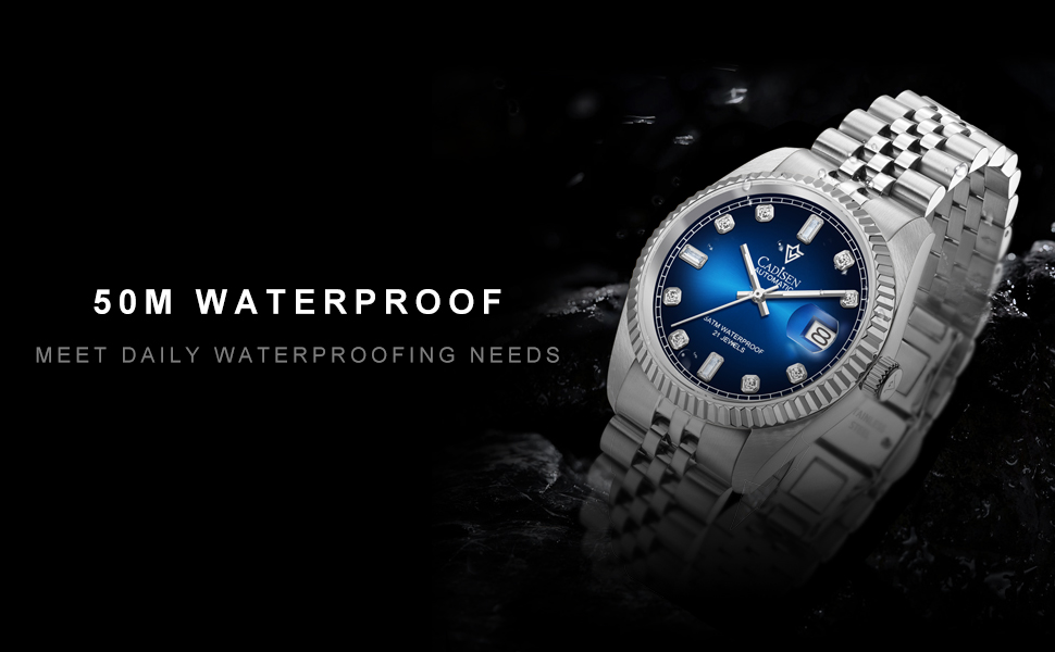 Годинник CADISEN Automatik для чоловіків: механічний годинник з сапфіровим склом та сталевим браслетом