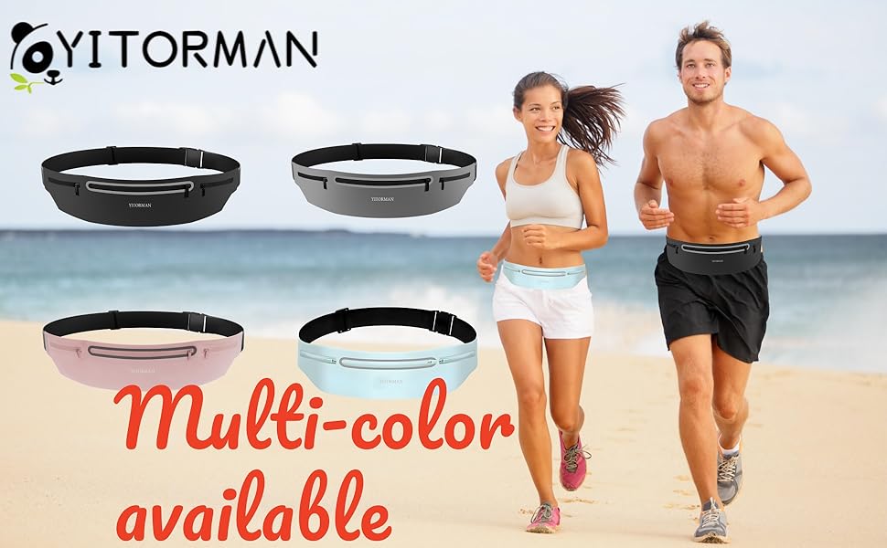 Пояс для бігу з водонепроникним, регульованим, еластичним ремінцем, кишеня, стійка до поту, для телефонів та різних розмірів талії, велика місткість, біг, тренування, на відкритому повітрі (Рожевий)