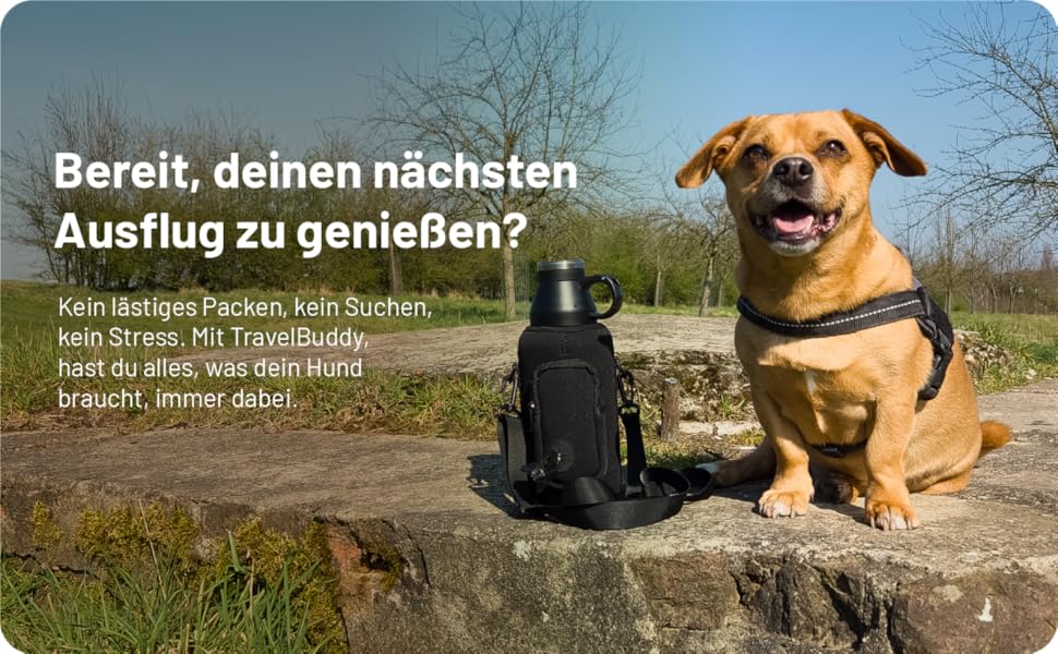 Водяна пляшка для собак TravelBuddy 3-в-1 з мискою та сумкою для перенесення - витоки неможливі, портативна | Поїлка для цуценят та домашніх тварин | Водяні пляшки для собак для подорожей та прогулянок