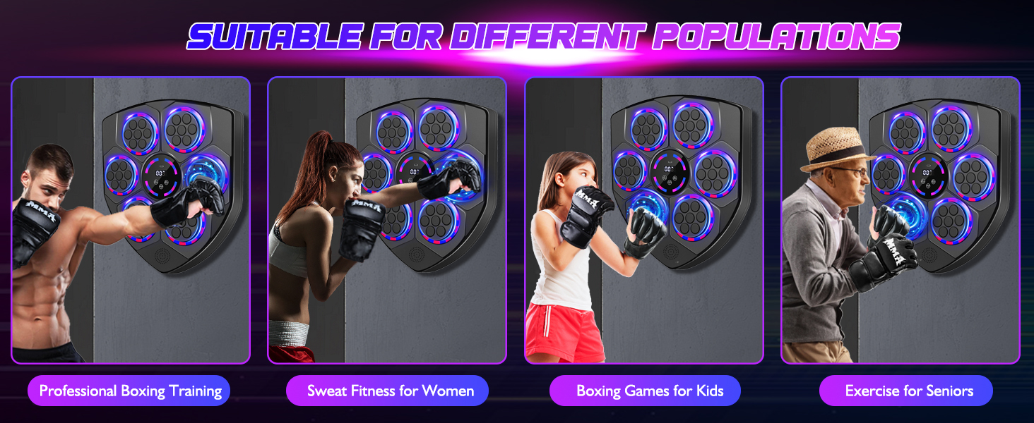 Музична боксерська машина Joellfuner з LED-підсвічуванням, 9 швидкостей, 5 рівнів гучності, режим підрахунку ударів, настінна ціль для тренувань у домашньому фітнес-залі