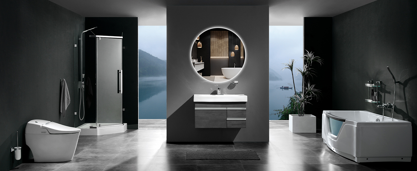 Дзеркало для ванної кімнати з підсвічуванням 70 см, LED дзеркало з підсвічуванням, 3 кольори світла, антизапар, регулювання яскравості, сенсорне управління, функція пам'яті, кругле водонепроникне дзеркало для ванної кімнати IP44 (6500K, 50x50 см)