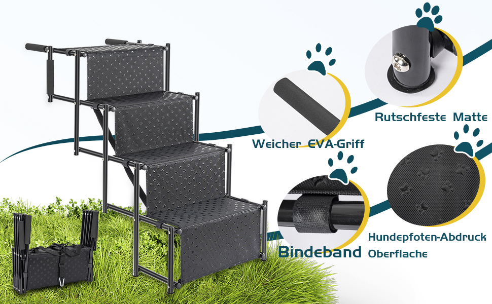 Сходинка для собак OUUTMEE 4-ступінчаста, складана, для автомобілів та SUV, до 80 кг