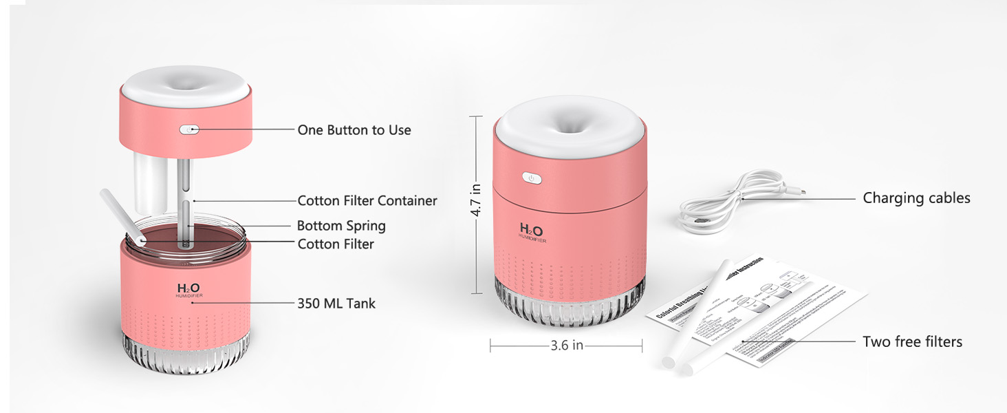 Ультразвуковий зволожувач повітря Mini AIR Humidifier з LED-підсвіткою (зелений/рожевий)