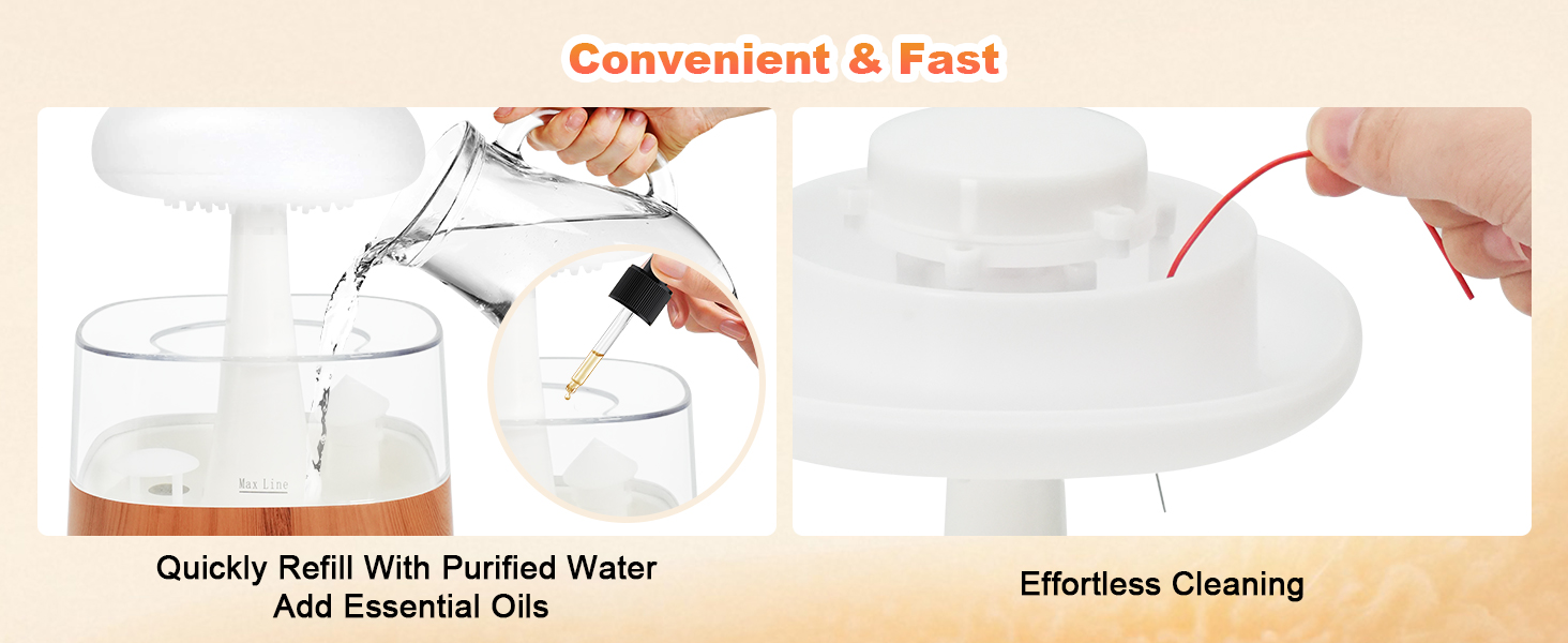 Увлажнитель воздуха 'Rain Cloud', 450 мл, с 3 режимами, 7 цветами, LED-подсветкой, аромадиффузор, нано-туман, лампа 'Гриб-дощ' для дитячої кімнати, спальні, дому, офісу (білий) (дерев'яний масив)