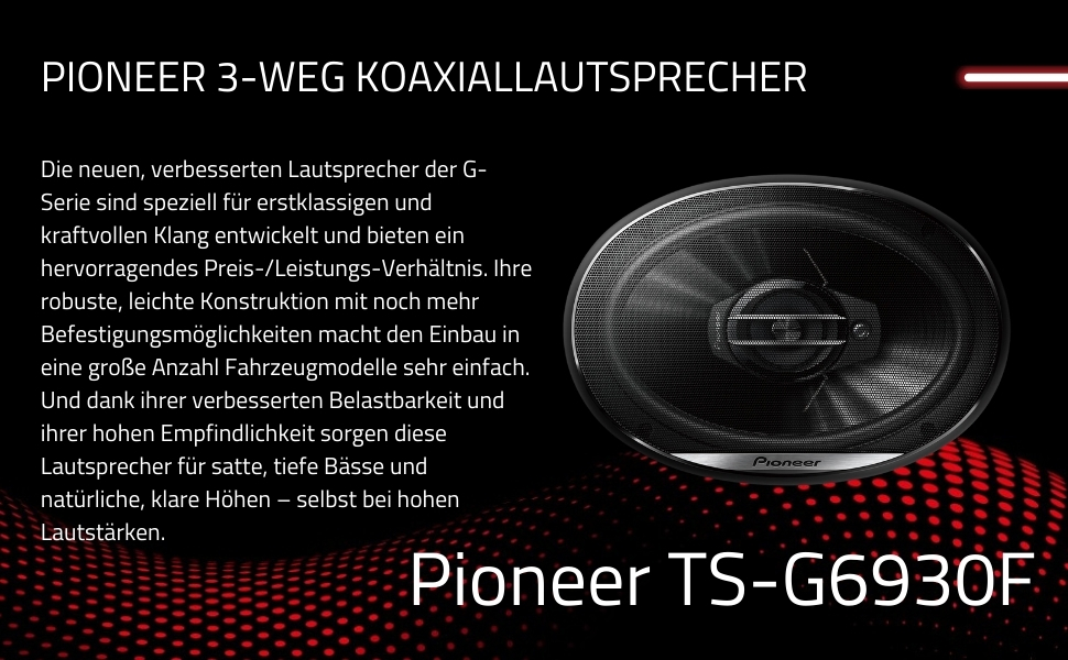Автомобільна акустика Pioneer TS-G6930F 6x9 дюймів, 3-смугові коаксіальні динаміки, 400 Вт, комплект 2 шт., потужний звук, глибина монтажу 70 мм, з решіткою
