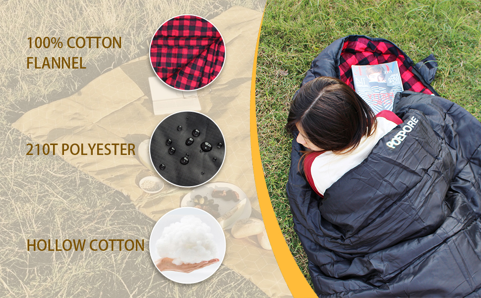 Сплячий мішок Outdoor Winter для дорослих, Extra Wide, 3-4 сезони, XXL, теплий бавовняний фланелевий ковдровий спальний мішок для кемпінгу, походів, пригод, 230 * 100CM, червоний, L-Zip, 0℃