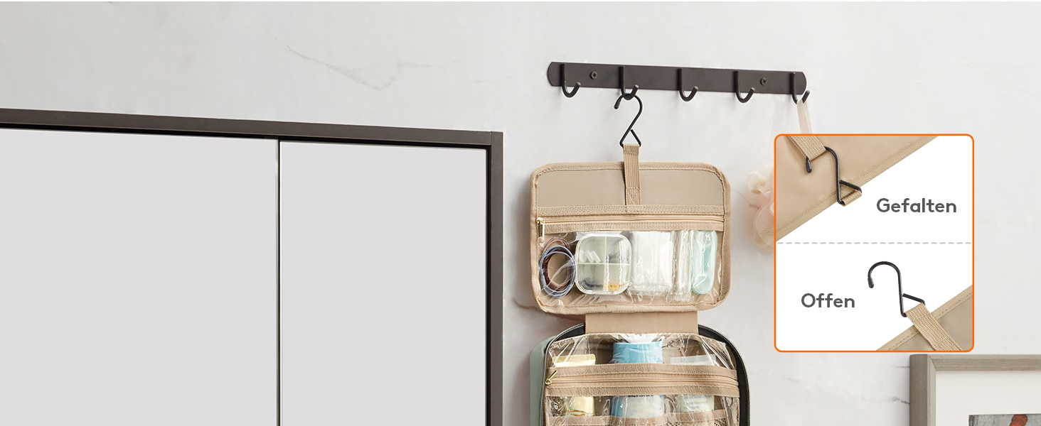 Жіноча дорожня косметичка Lifewit з гачком, велика органайзер для косметики, прозора косметичка для подорожей, м'ятно-зелена