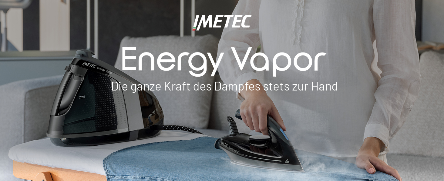 Праска з парогенератором Imetec Rapidvapor Plus: швидкий нагрів (1 хв), резервуар 1.2 л, підошва Fluid Ceramic, 300 г/хв, 5.5 бар