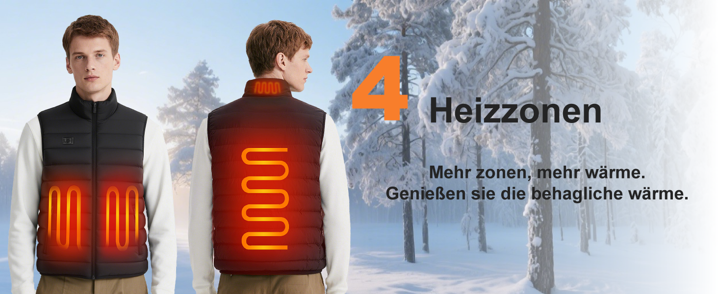 Обогревна жилетка для чоловіків та жінок з powerbank 10000 mAh, 3 режими температури, 4 зони обігріву, пральна машина, чорний, M