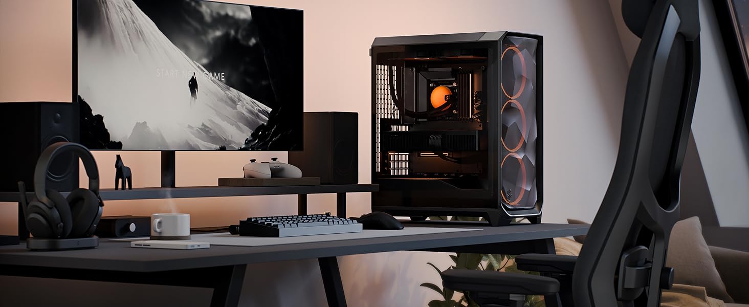 Корпус для ПК Fractal Design Meshify 3 White RGB TG Clear Tint з RGB підсвіткою та сітчастою передньою панеллю, підтримка ATX/mATX, 3 RGB вентилятори Momentum включені