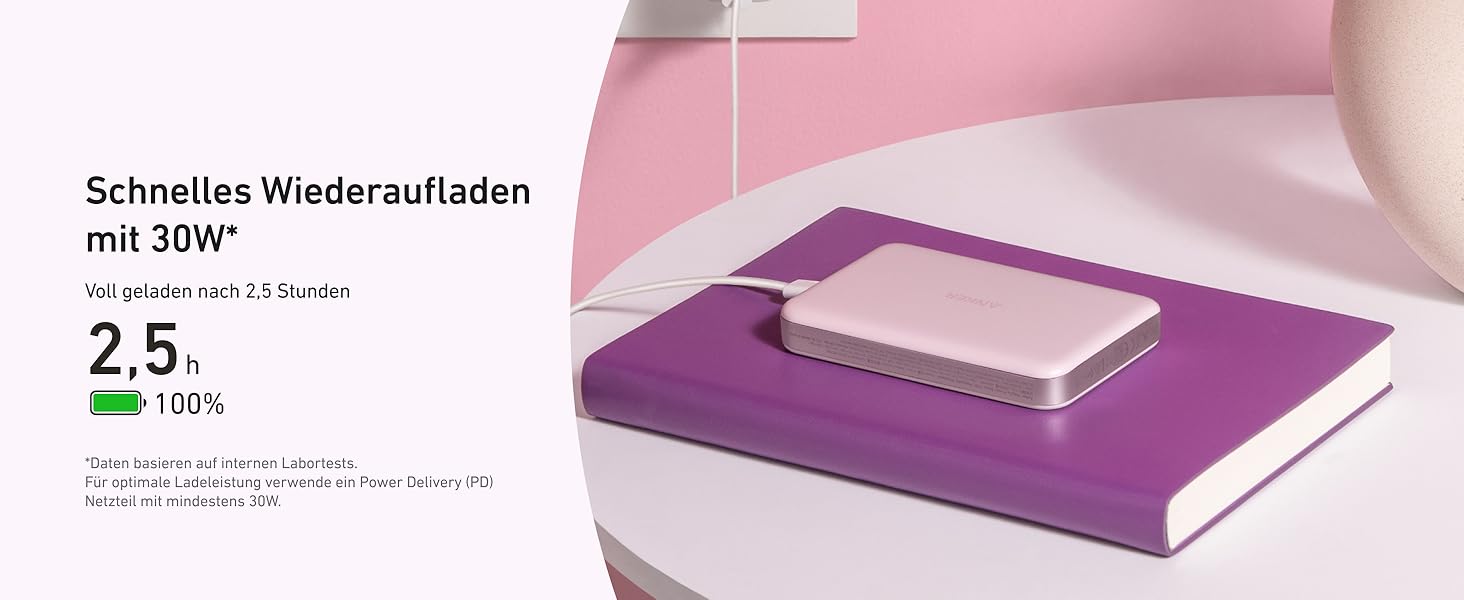 Anker MagGo Powerbank 10000mAh: портативний зарядний пристрій з MagSafe для iPhone 16/15/14/13 (Рожевий)