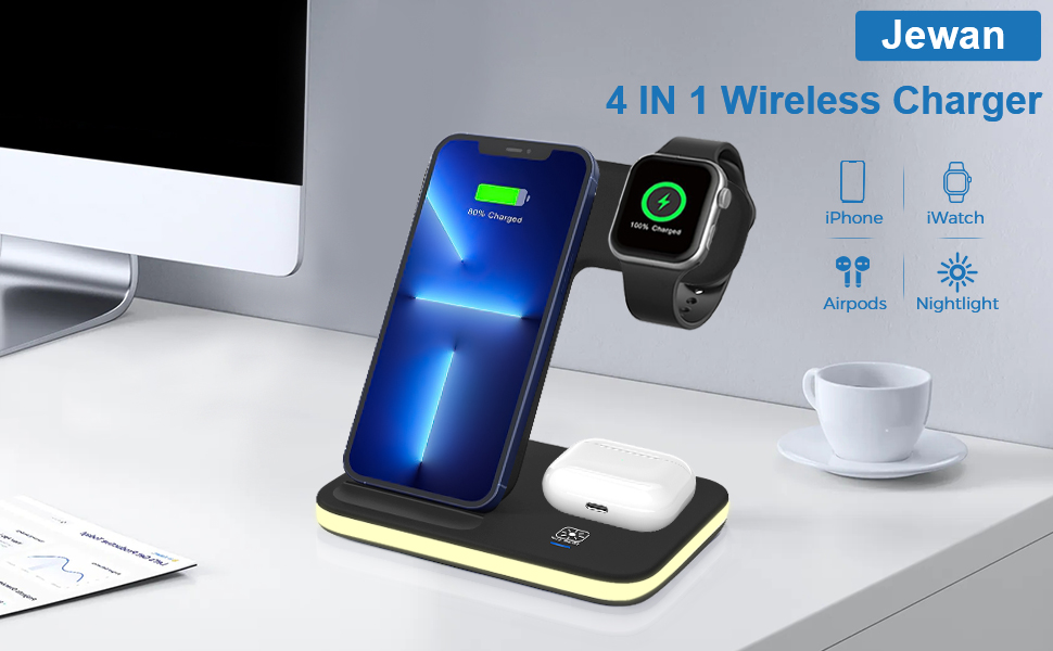 Зарядна станція 3-в-1 для Apple Watch та iPhone: бездротова зарядка для iPhone 16/15/14/13/12/11/Pro/Max/X/8/Plus та Apple Watch 10/9/Ultra/8/7/6/SE/5/4/3/AirPods Pro 4/3/2