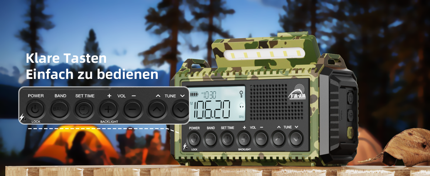 Радіо Roxicosly на ручному привіді, радіо екстреного зв'язку з Power Bank, AM/FM/SW радіо, ручне радіо та радіо 5-ти режимів з приймачем на весь світ. Як ліхтарик та зарядний пристрій, для активного відпочинку, кемпінгу, походів (Зелений камуфляж, 12000mAh)