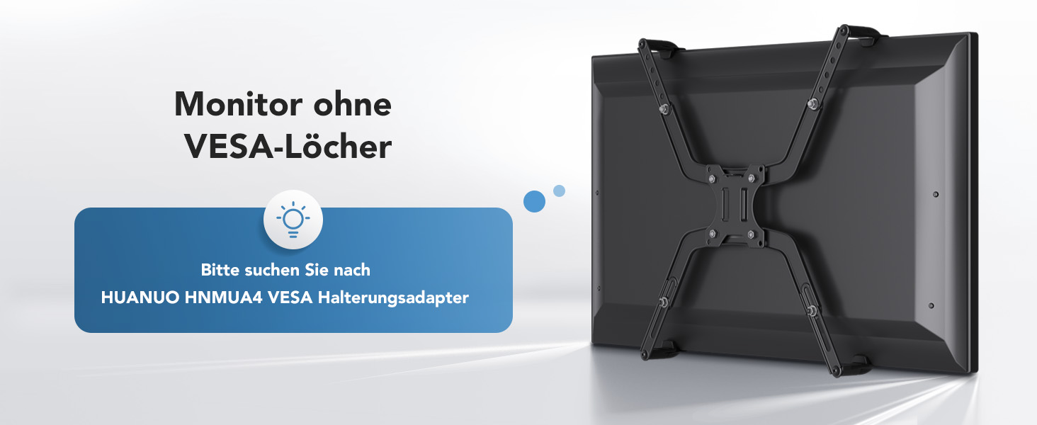 Кріплення для монітора HUANUO, 49 дюймів, ультраширокий, до 12 кг, з USB, VESA 75x75/100x100 мм, чорний