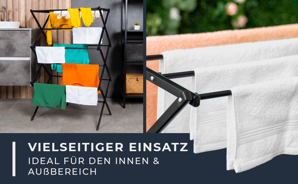 Сушарка для білизни складана, міцна, 6 рівнів, чорна (біла/чорна) - для балкону та дому